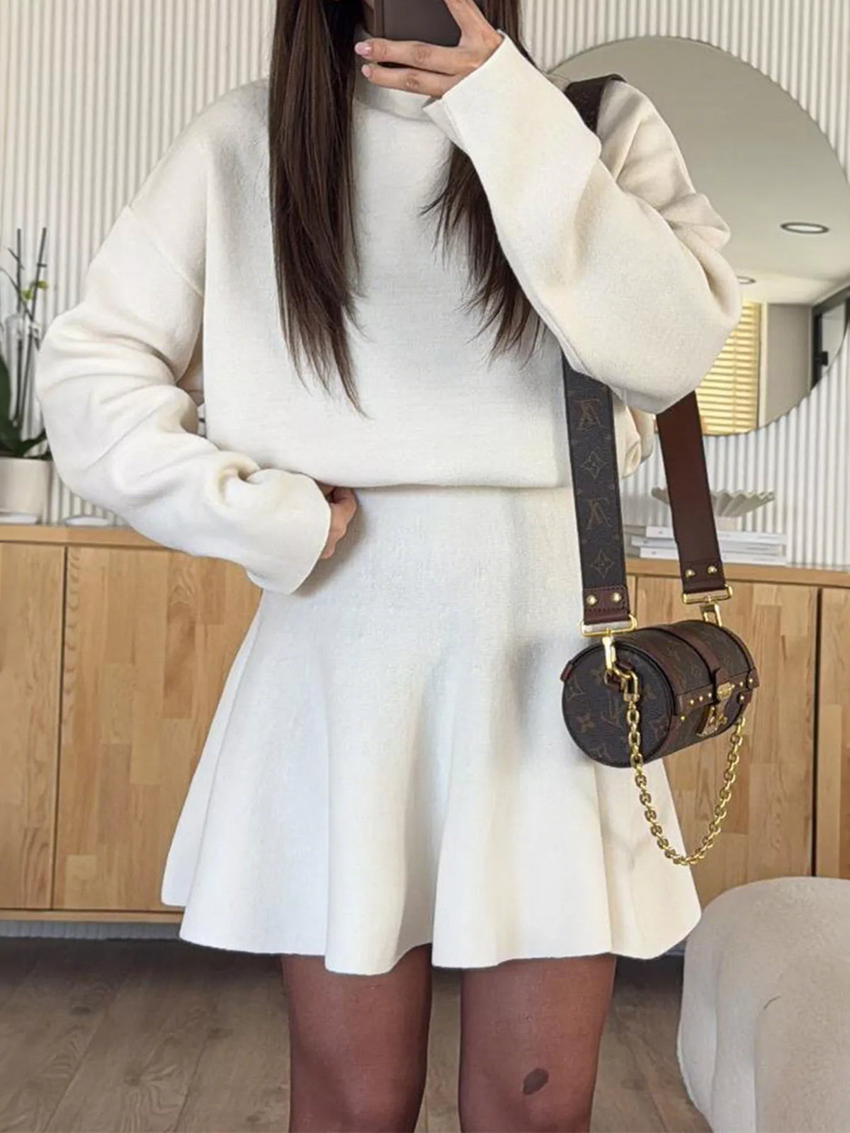 Hazel Blues® | Round Neck Long Sleeve Mini Sweater Dress