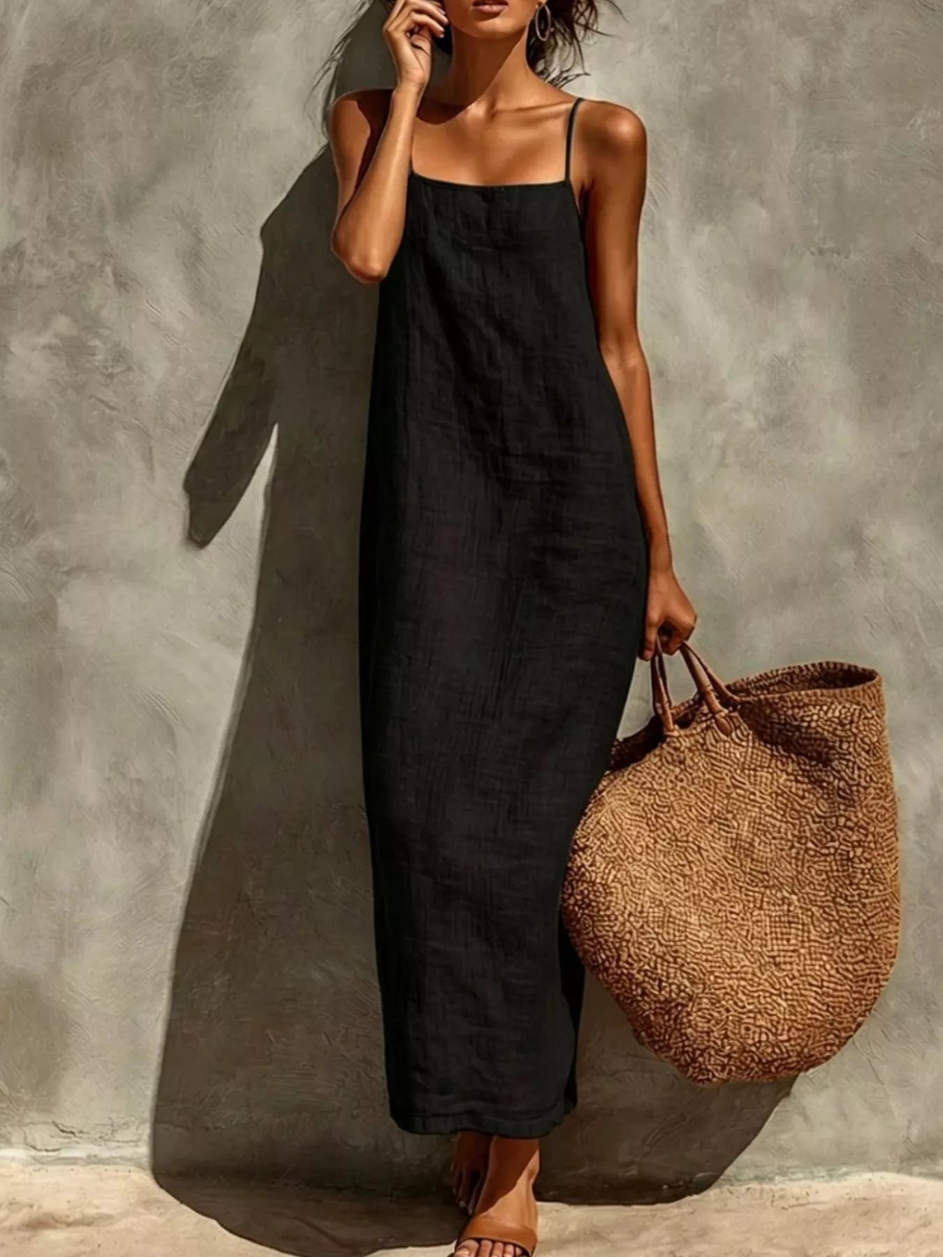 Hazel Blues® | Sleeveless Linen Casual Maxi Dress