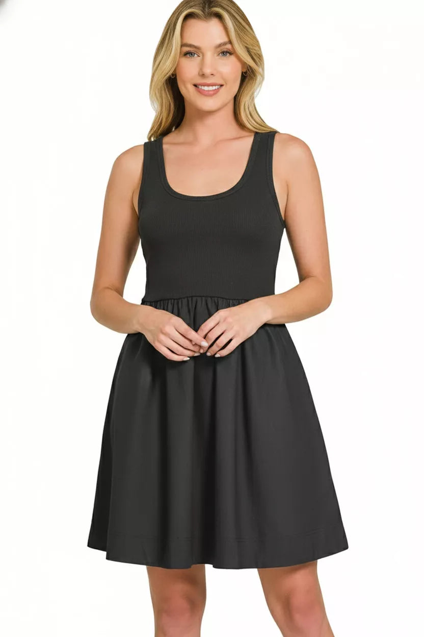 Hazel Blues® | Zenana Combined Knit & Woven Midi Dress
