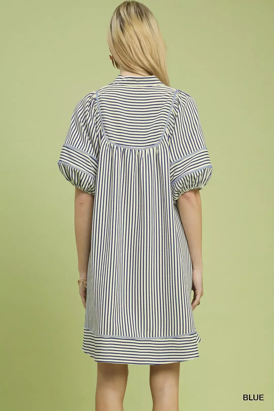 Hazel Blues® | Umgee Striped Puff Sleeve Shift Dress