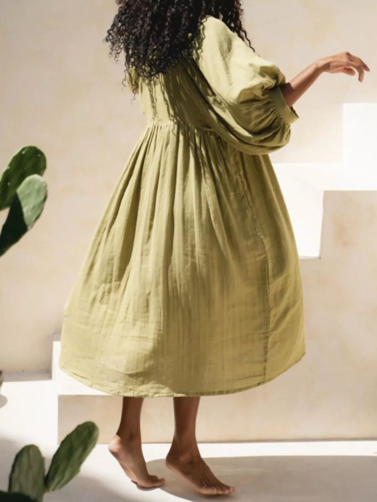 Hazel Blues® | Tie Neck 3/4 Sleeve Midi Dress