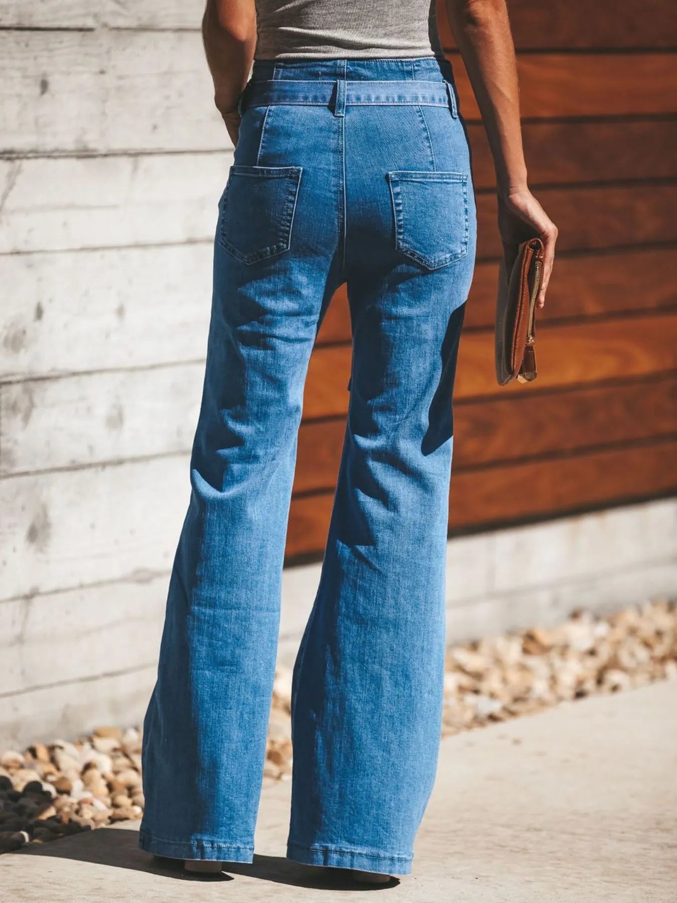 Hazel Blues® | High-Waisted Tie-Front Flare Jeans