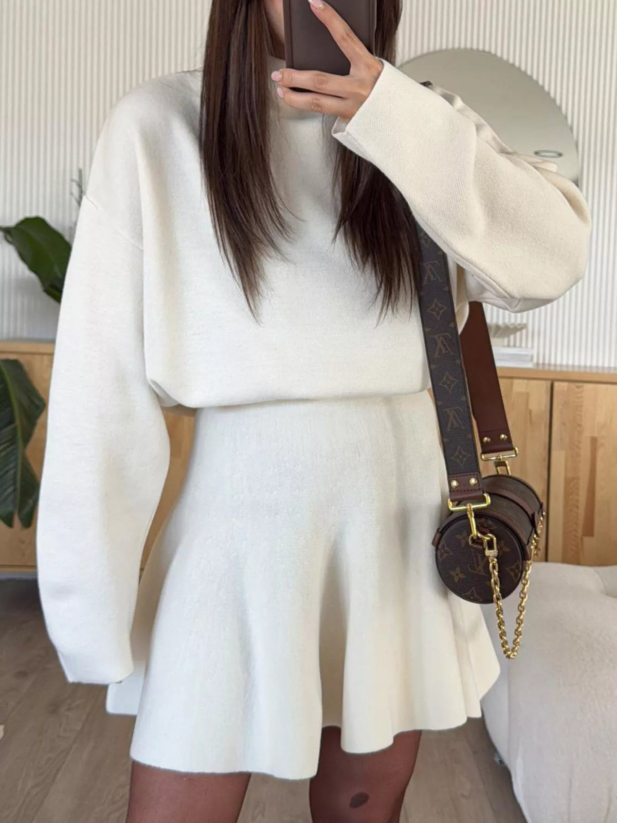 Hazel Blues® | Round Neck Long Sleeve Mini Sweater Dress