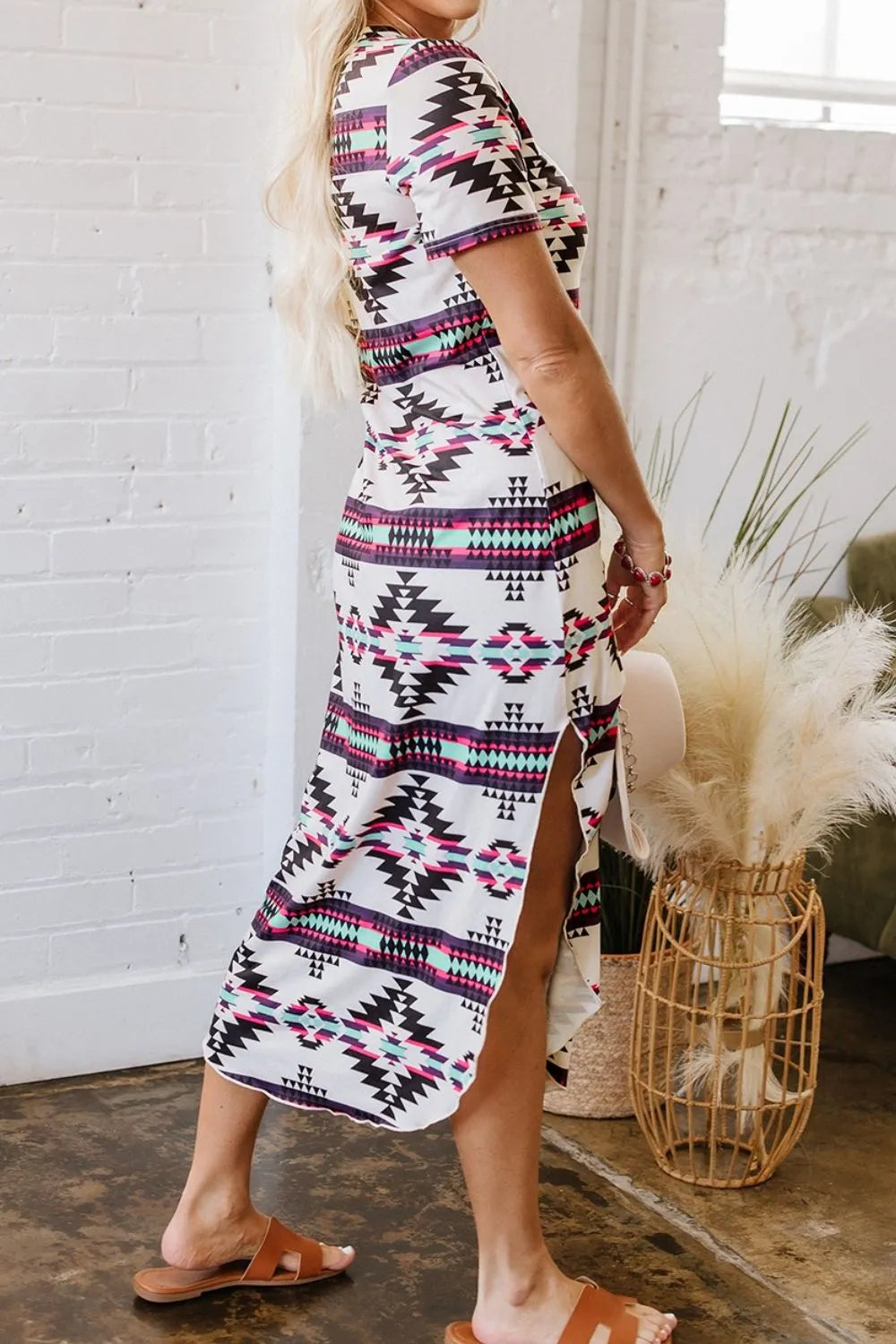 Hazel Blues® | Aztec Print V-Neck Midi Dress