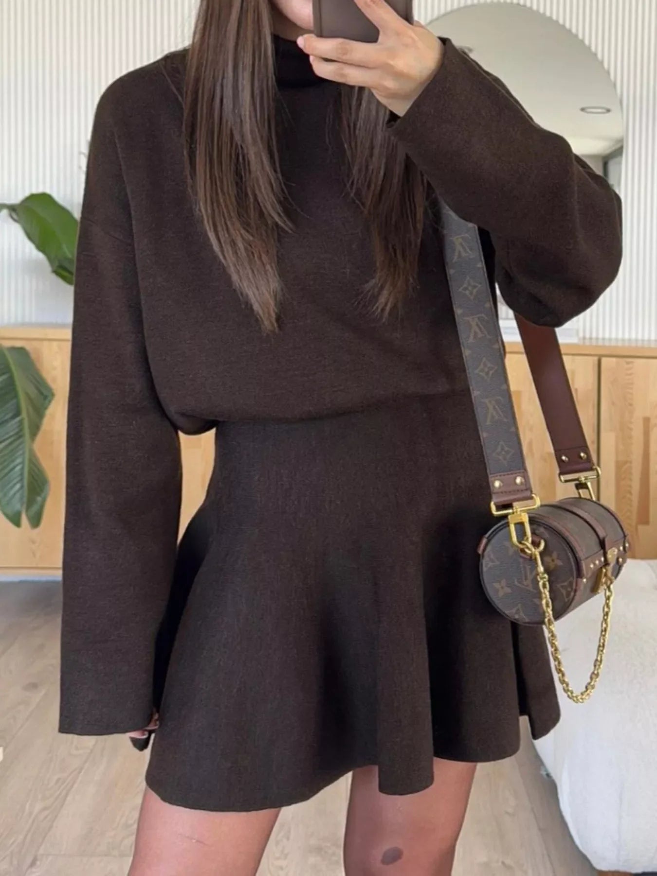Hazel Blues® | Round Neck Long Sleeve Mini Sweater Dress