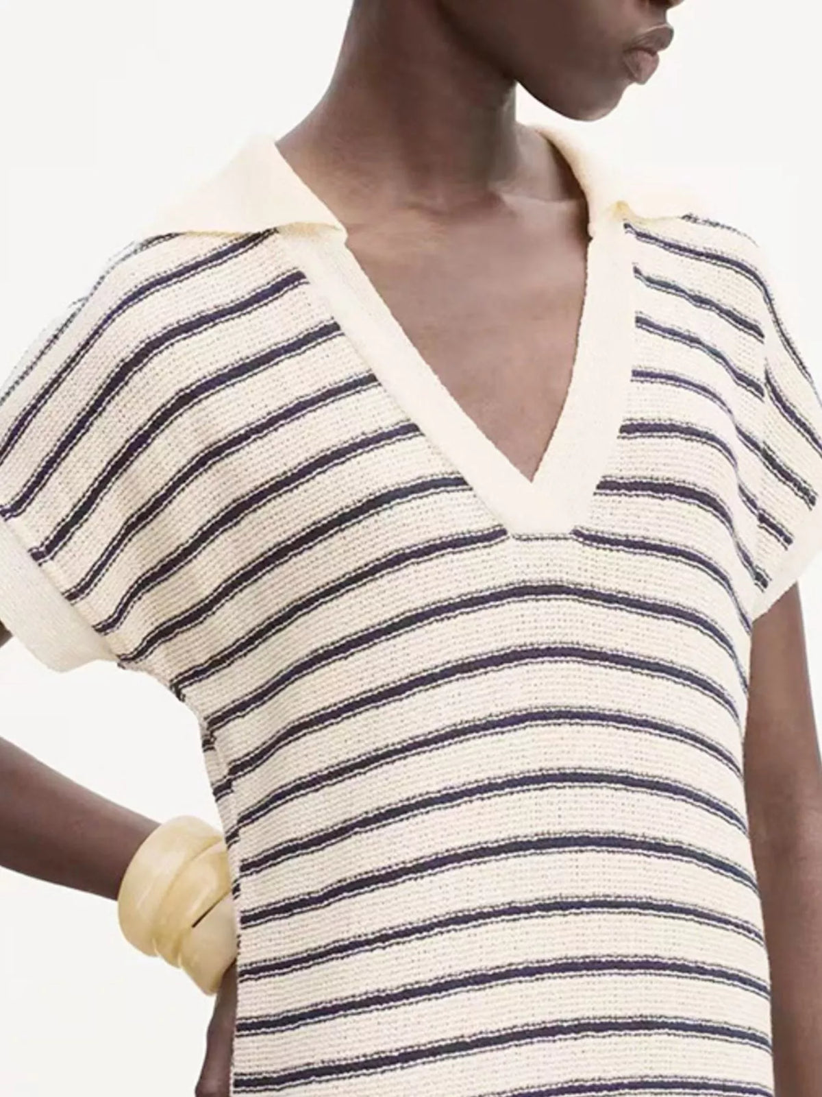 Hazel Blues® | Striped Slit Short Sleeve Maxi Dress