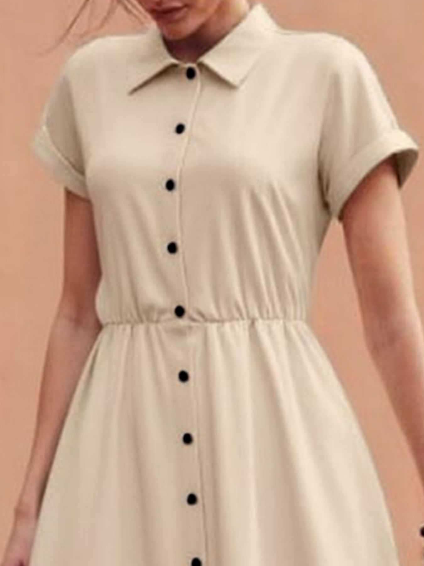 Hazel Blues® | Button-Down Short Sleeve Midi Shirt Dress