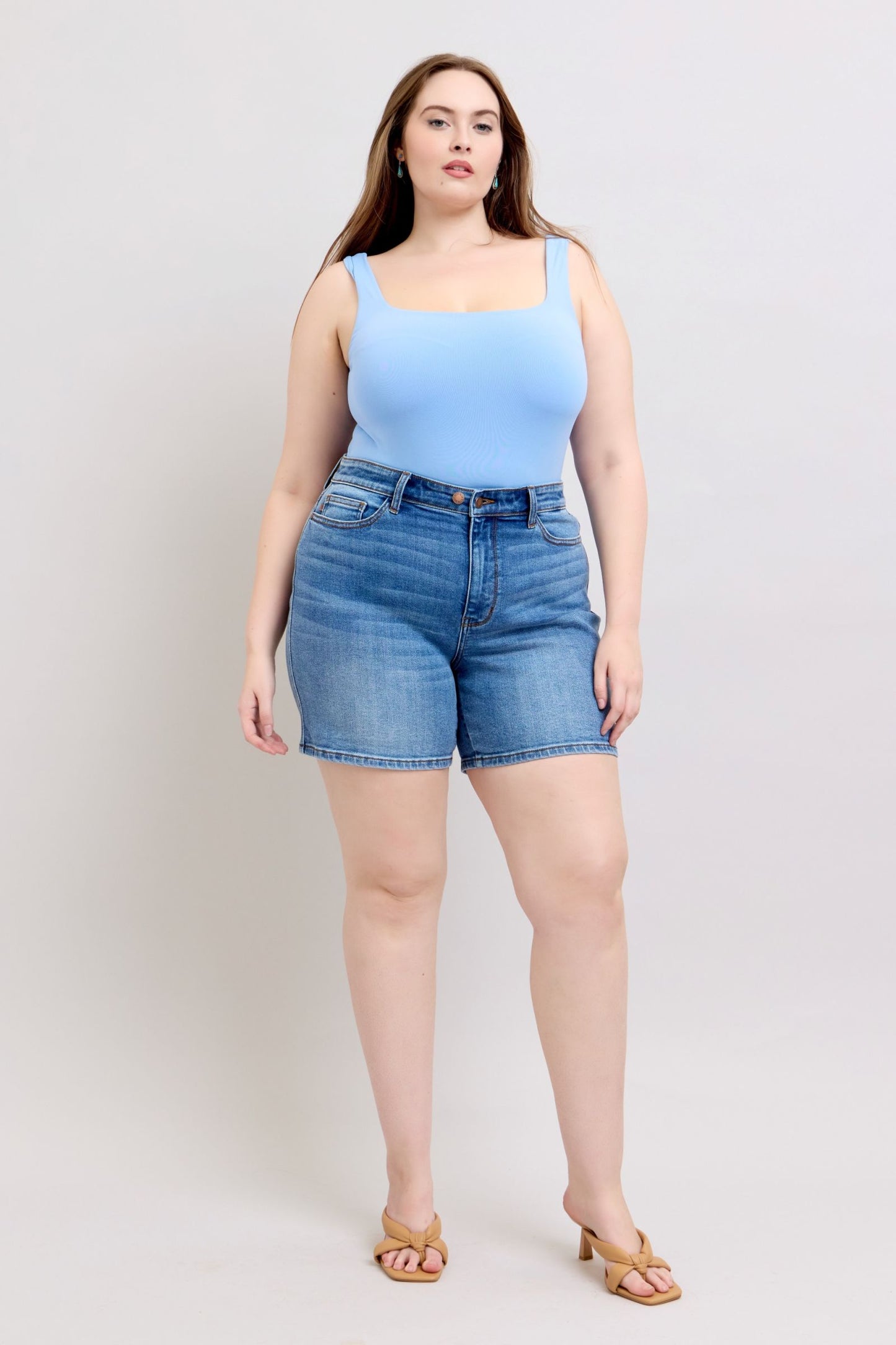 Hazel Blues® | Judy Blue 2 Button Denim Shorts with Pockets