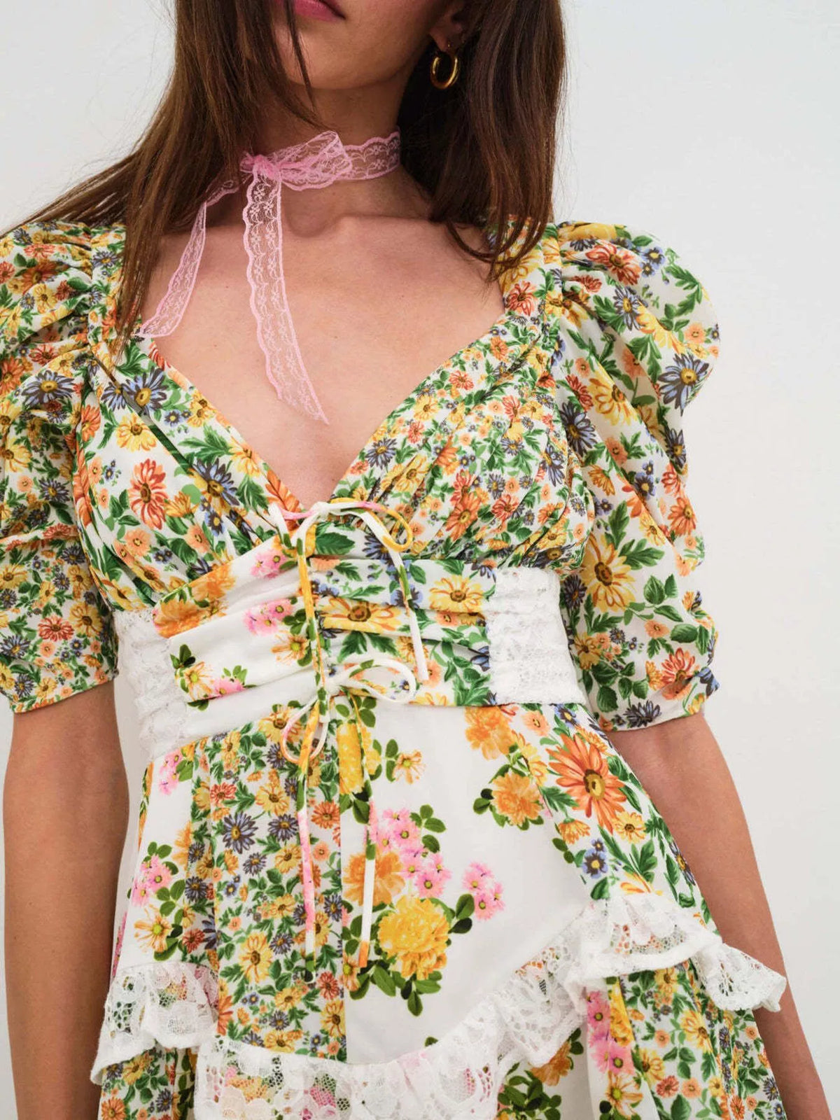 Hazel Blues® | Ruffled Floral Print Half Sleeve Dress