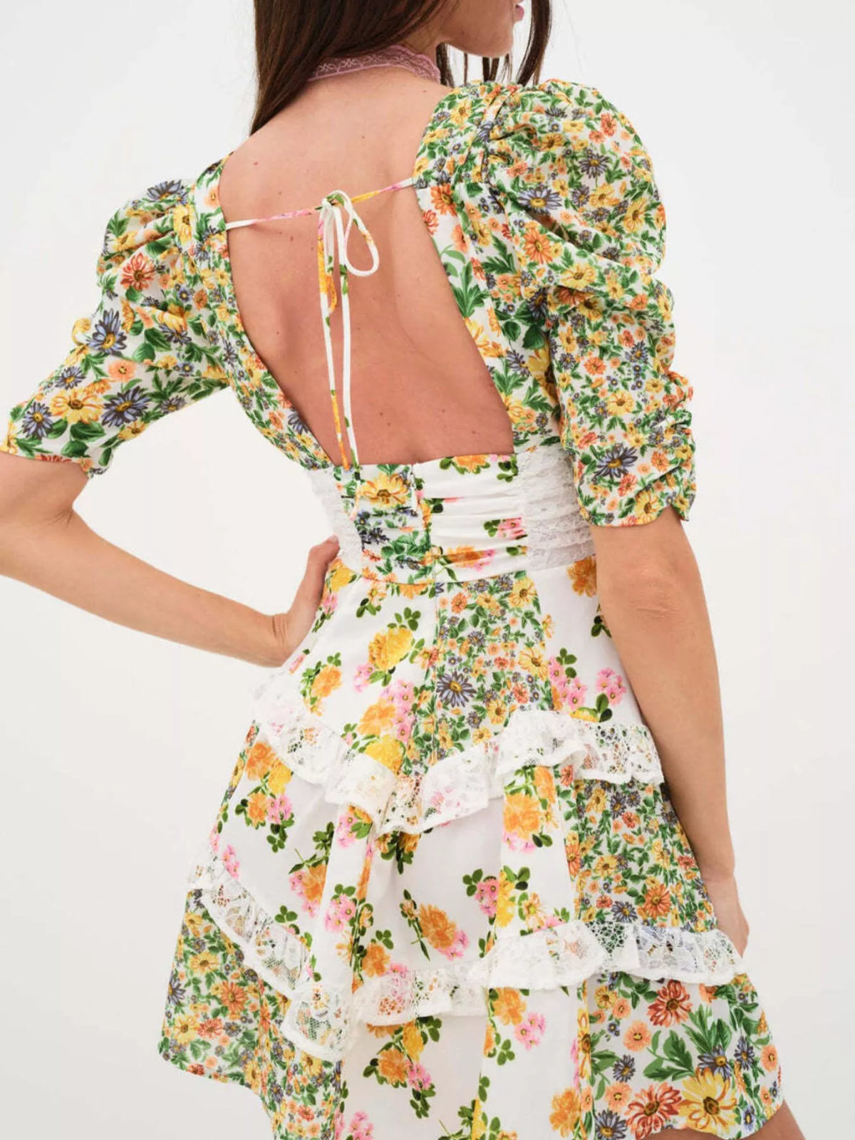 Hazel Blues® | Ruffled Floral Print Half Sleeve Dress