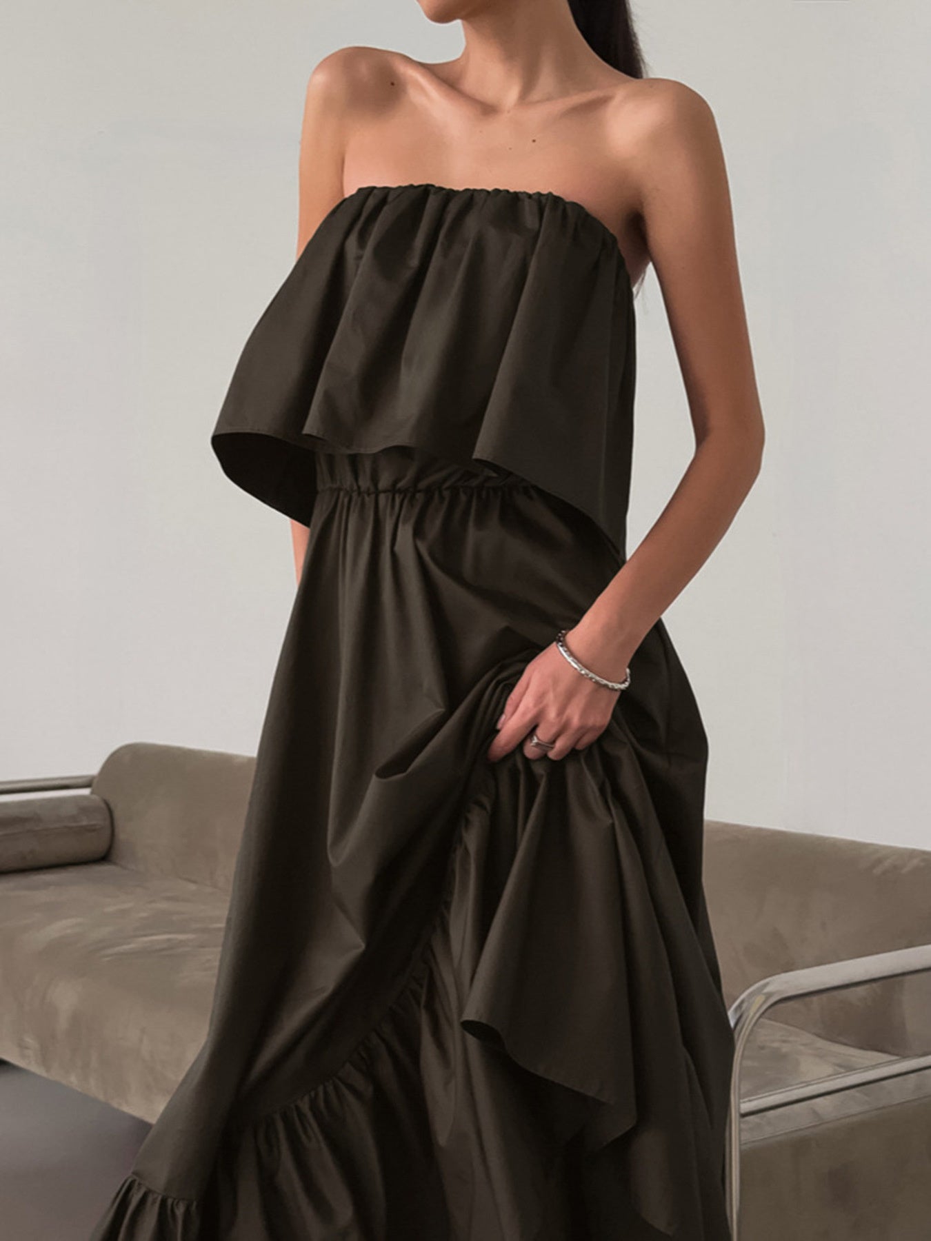 Hazel Blues® | Off-Shoulder Ruffle Hem Maxi Dress