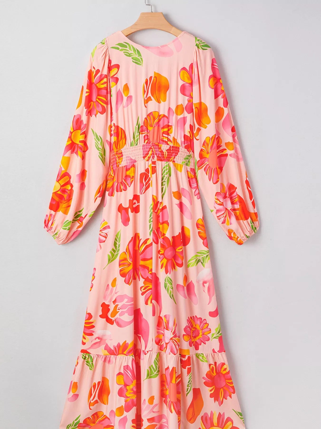 Hazel Blues® | Smocked Floral Long Sleeve Maxi Dress