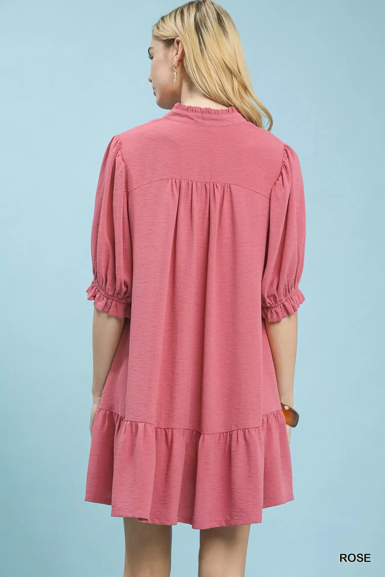 Hazel Blues® | Umgee Lace Yoke Tiered Mini Dress
