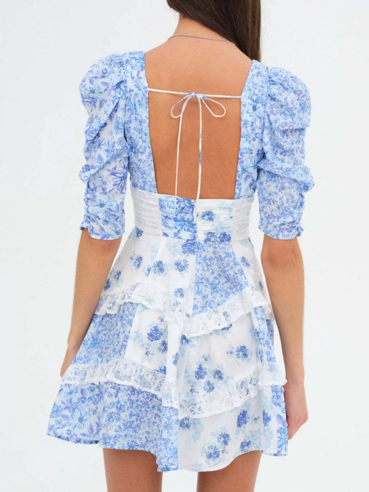 Hazel Blues® | Ruffled Floral Print Half Sleeve Dress