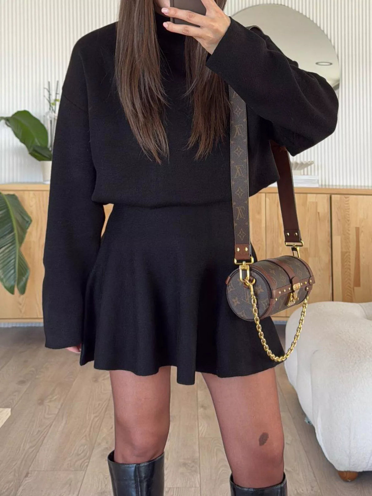 Hazel Blues® | Round Neck Long Sleeve Mini Sweater Dress