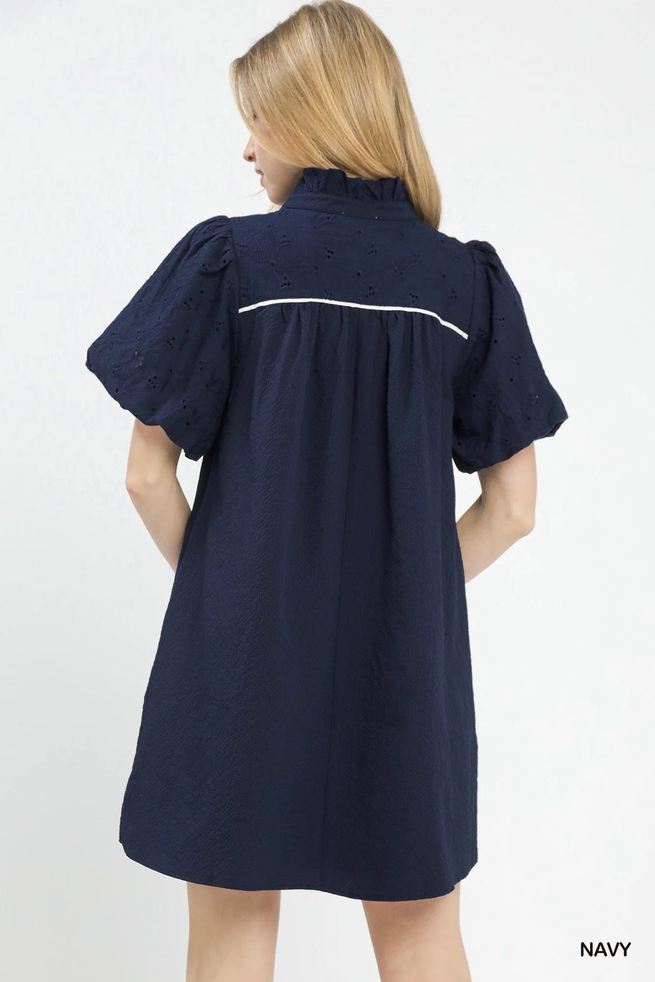 Hazel Blues® | Umgee Puff Sleeve Textured Babydoll Dress