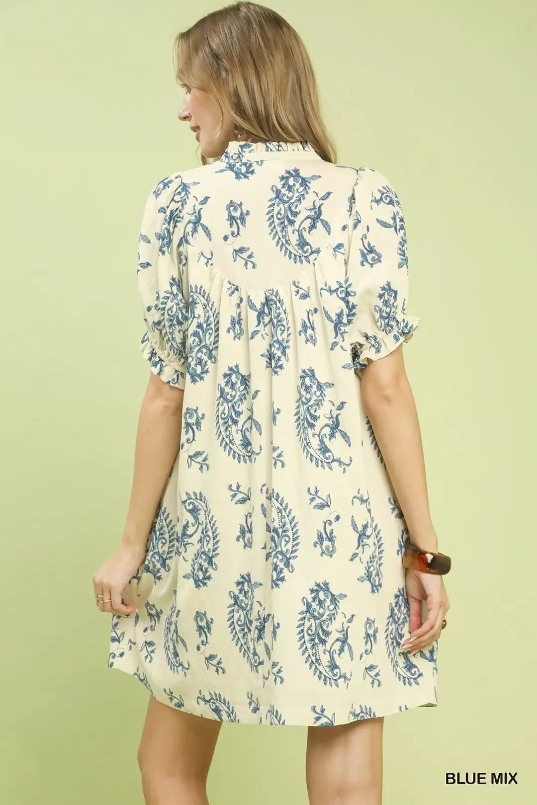 Hazel Blues® | Umgee Mix Paisley Scallop Trim Dress