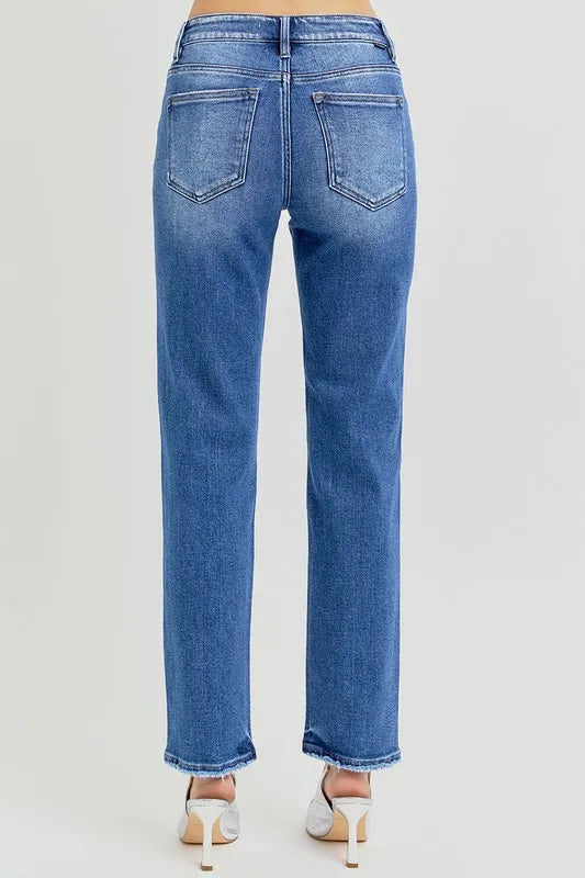 Hazel Blues® | RISEN Mid Rise Ankle Tapered Jeans