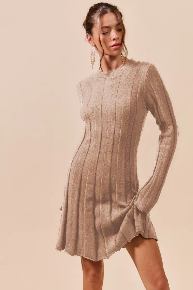 Hazel Blues® | SO ME Ribbed Long Sleeve Mini Sweater Dress