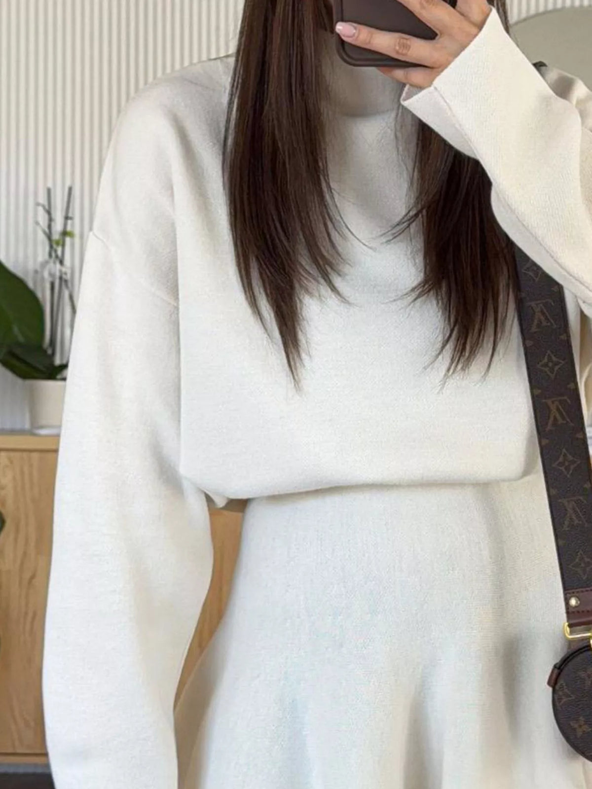 Hazel Blues® | Round Neck Long Sleeve Mini Sweater Dress