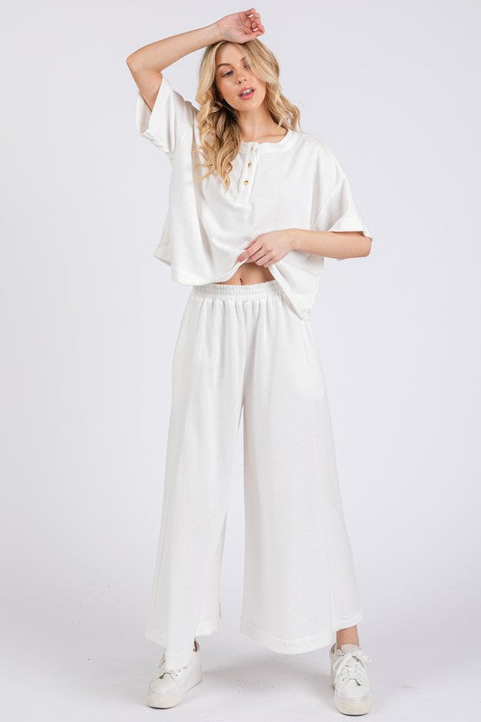 Hazel Blues® | Ces Femme Half Button Half Sleeve Top and Pants Set
