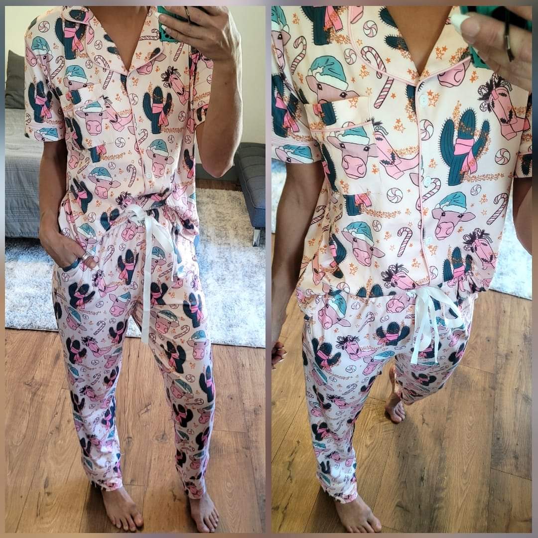 Hazel Blues® | Western Button Front Pajama Set in Five Prints