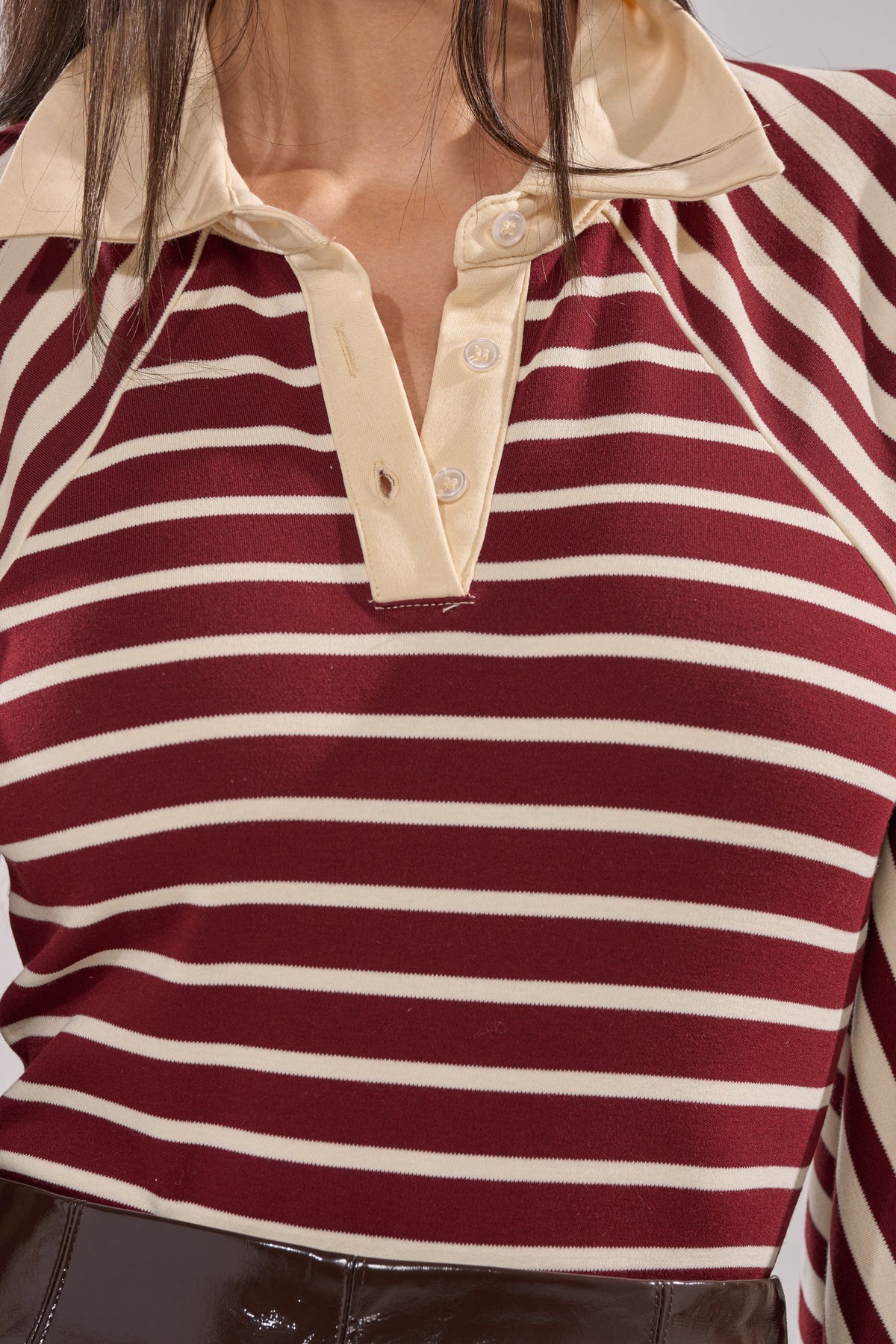 ALMA STRIPE COLLARED BODYSUIT