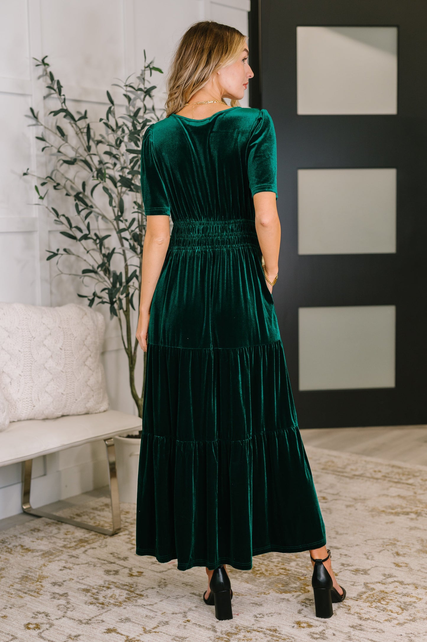 Hazel Blues® | Softest Touch Velvet Tiered Dress