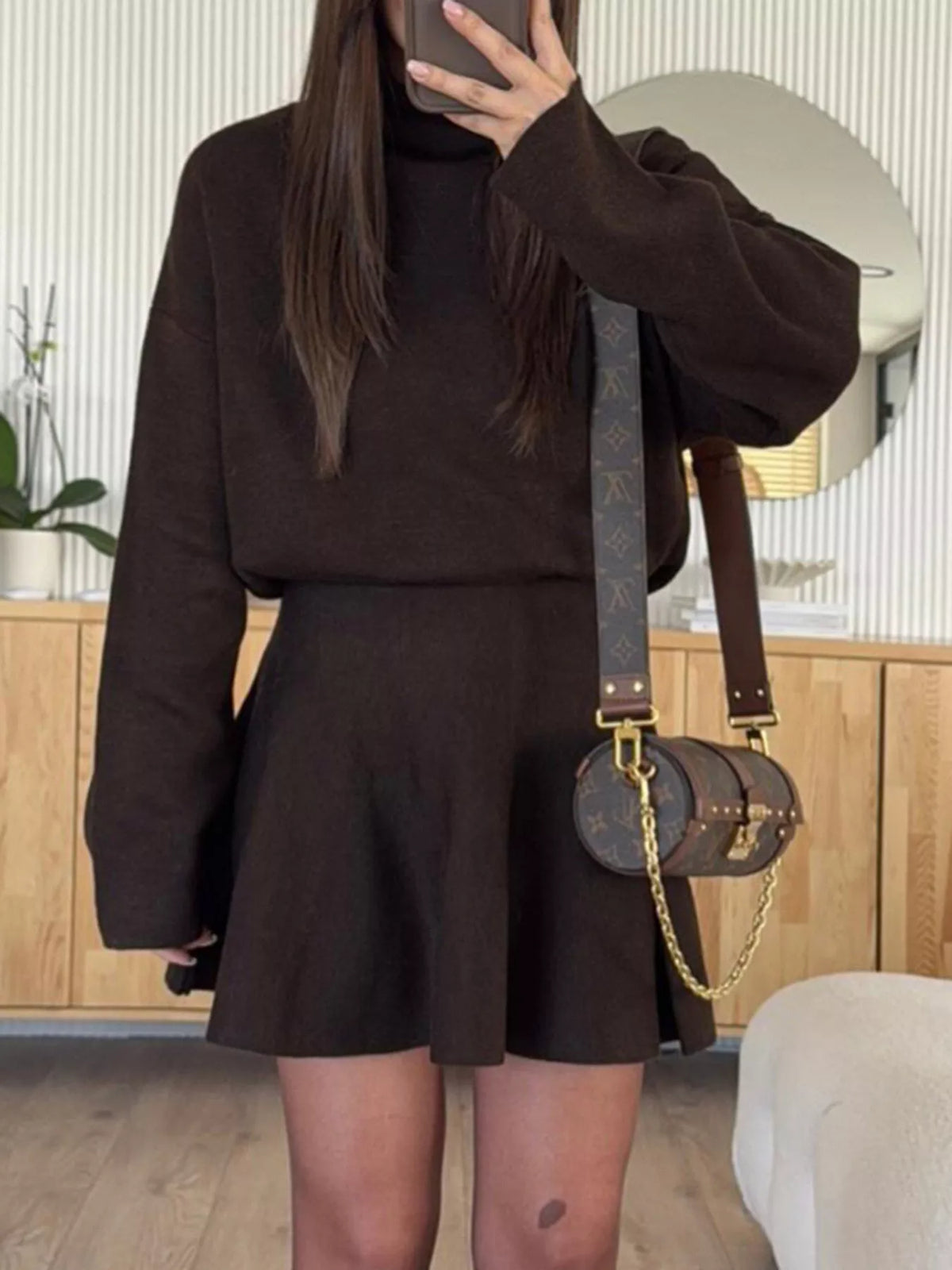 Hazel Blues® | Round Neck Long Sleeve Mini Sweater Dress