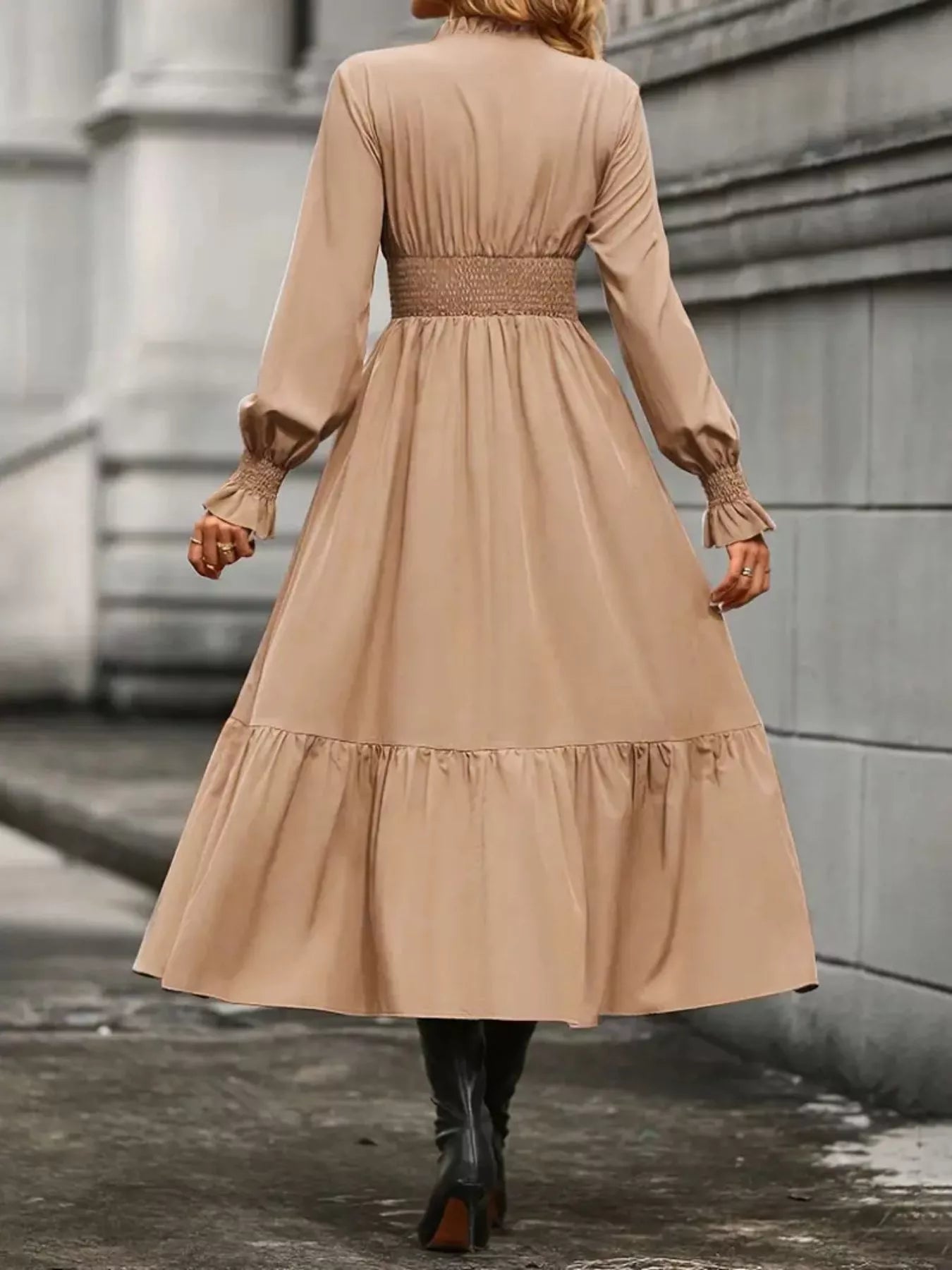 Hazel Blues® | Surplice Long Sleeve Tiered Midi Dress