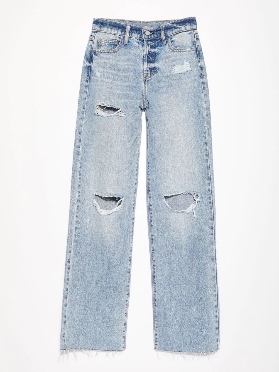 Hazel Blues® | Distressed Straight Leg Jeans with Pockets