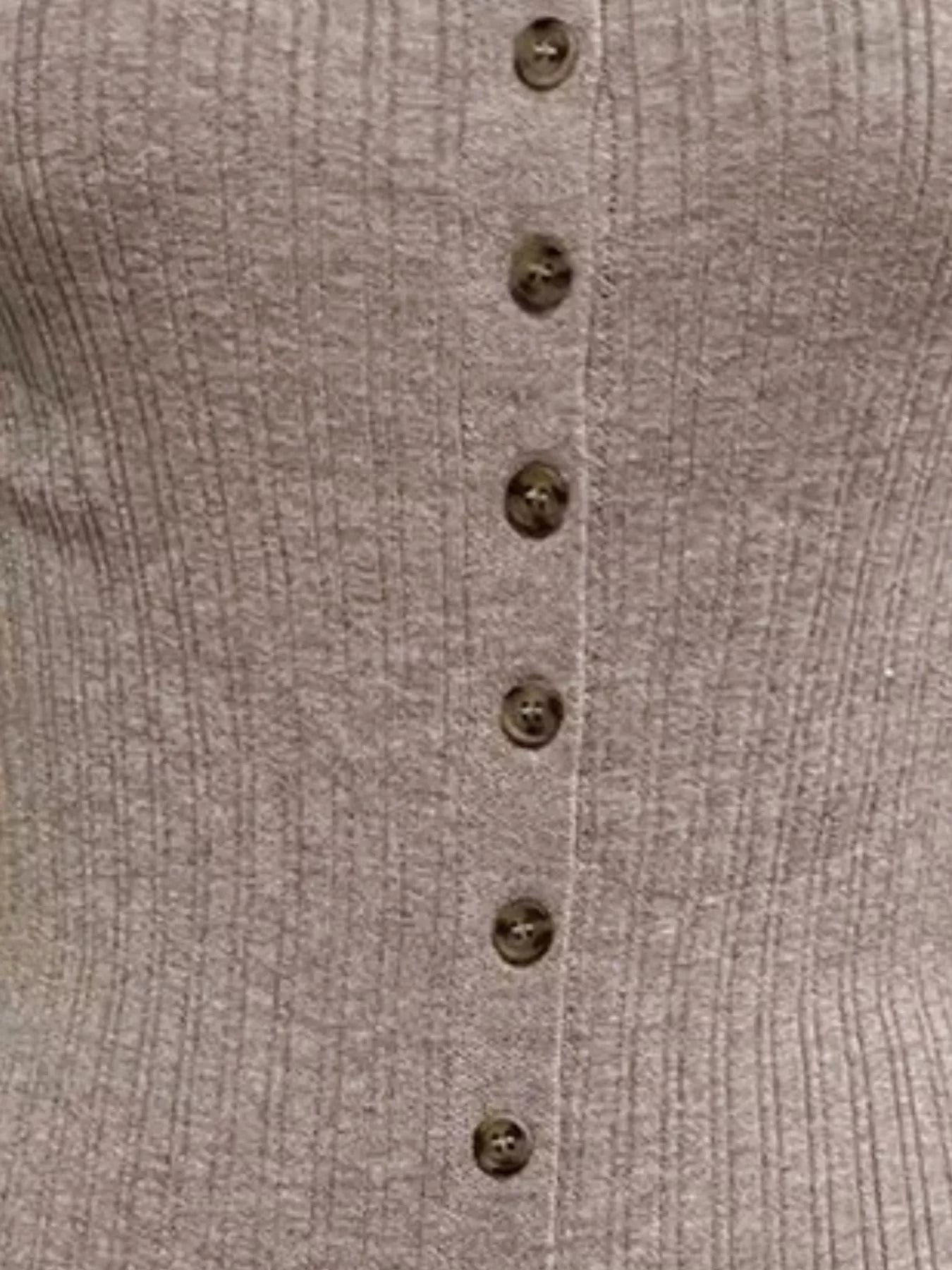 Hazel Blues® | Ribbed Button-Front Bodycon Sweater Dress