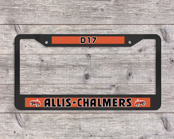Allis-Chalmers D-17 Tractor Chrome OR Matte Black finish License Plate Frame