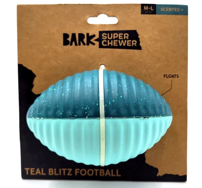 BARK Super Chewer Blitz Football - Floating Vanilla-Scented Chew Toy - Dog.Dog.Cat.