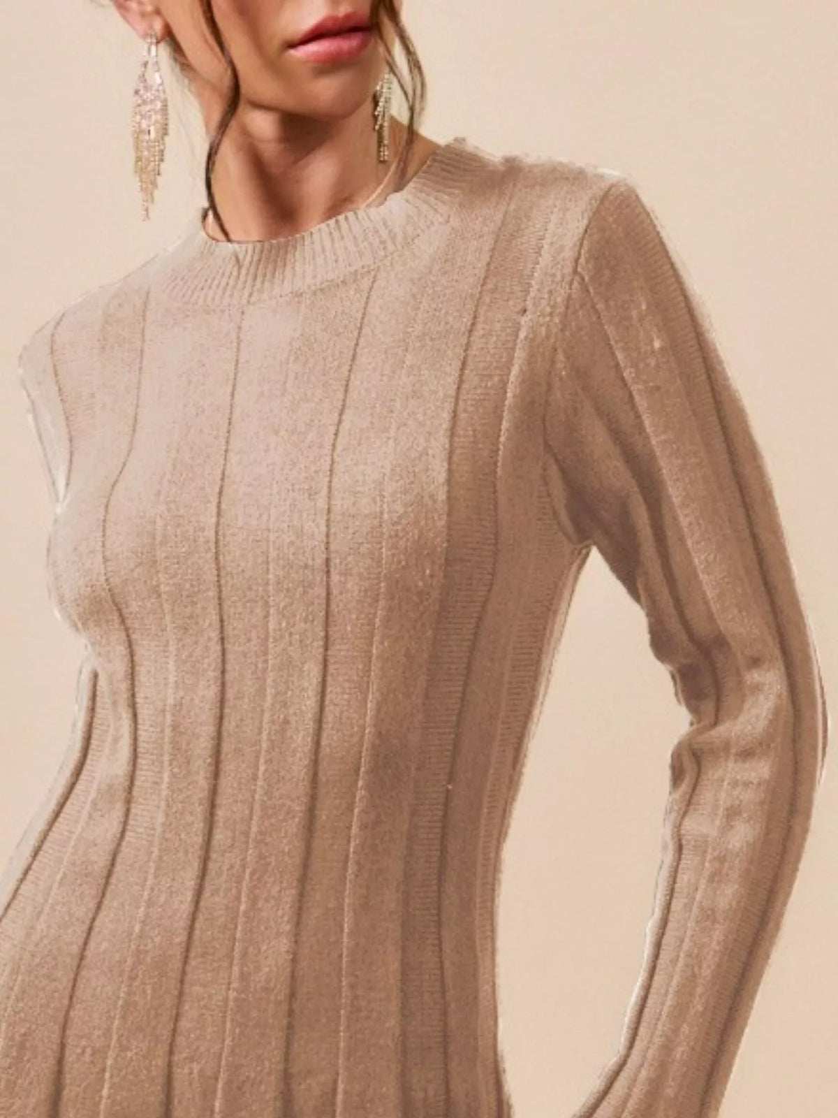 Hazel Blues® | SO ME Ribbed Long Sleeve Mini Sweater Dress