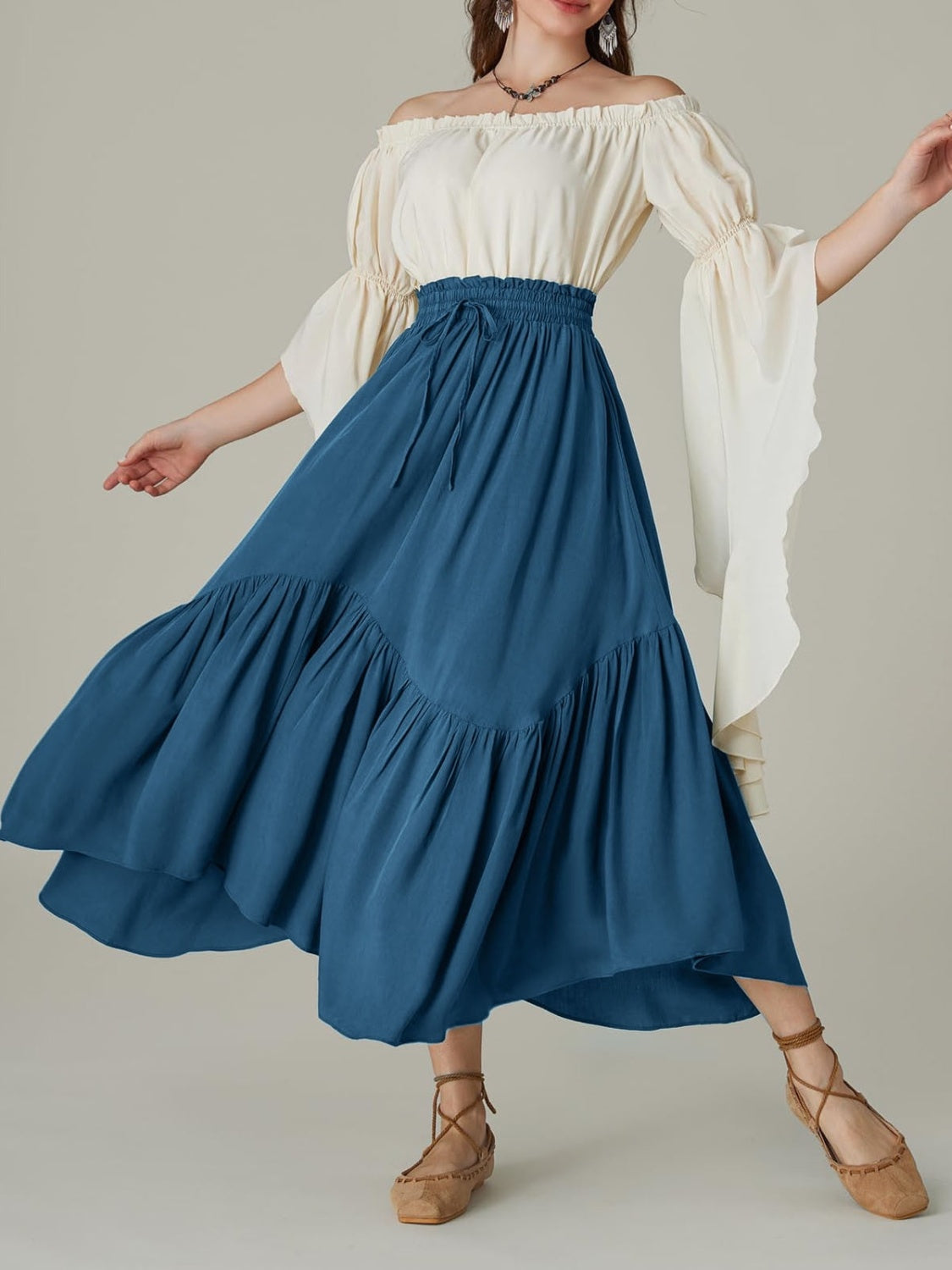 Hazel Blues® | Smocked Waist Band Ruched Layered Skirt