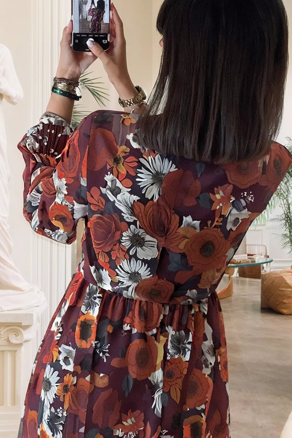 Hazel Blues® | Floral Print Balloon Sleeve Mini Dress