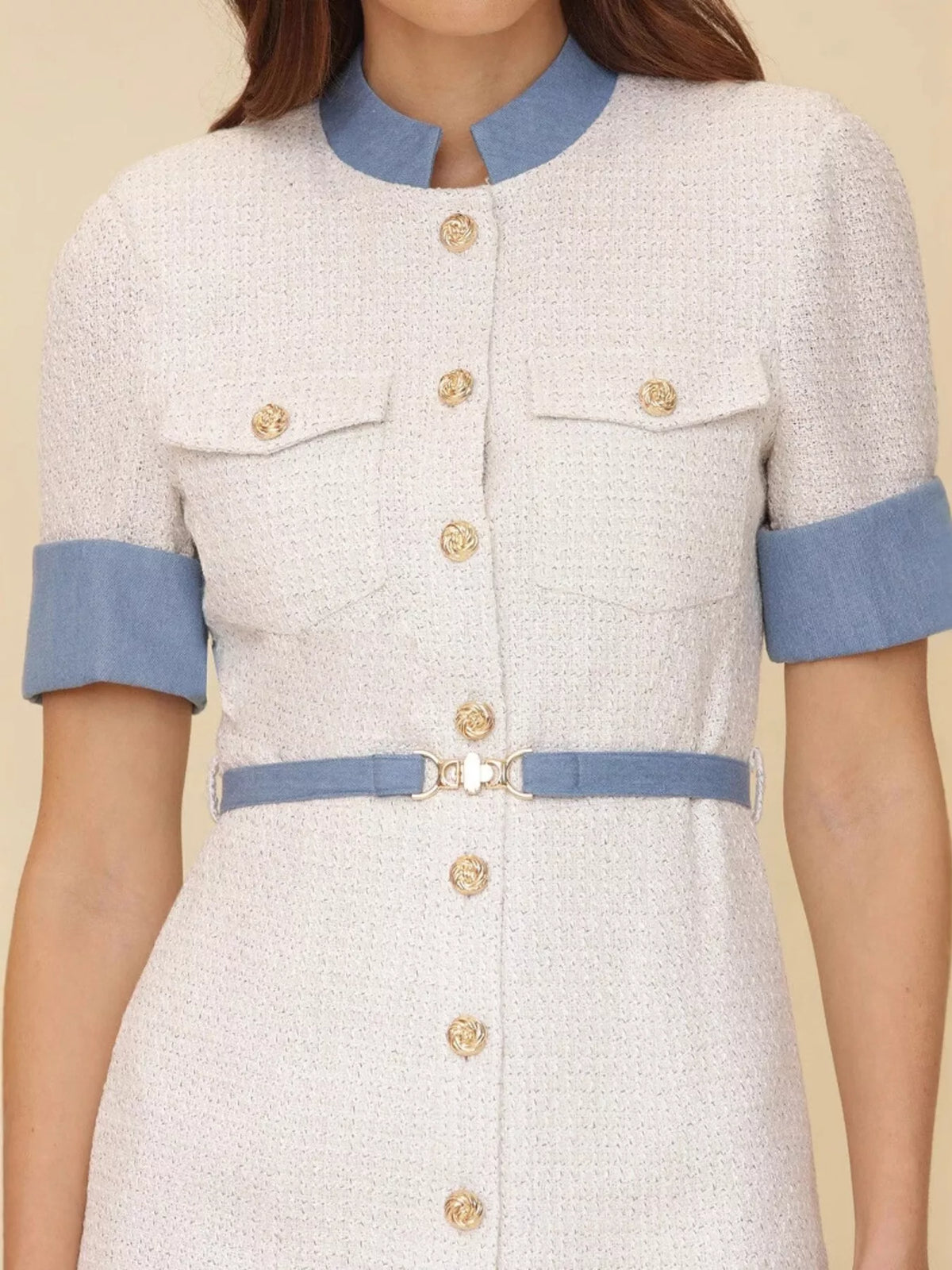 Hazel Blues® | Contrast Button Front Mini Dress