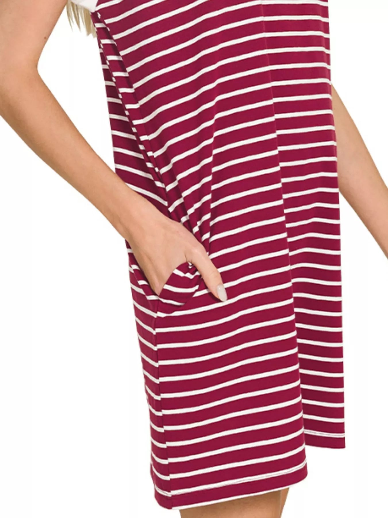 Hazel Blues® | Zenana Contrast Trim Striped T-shirts Dress