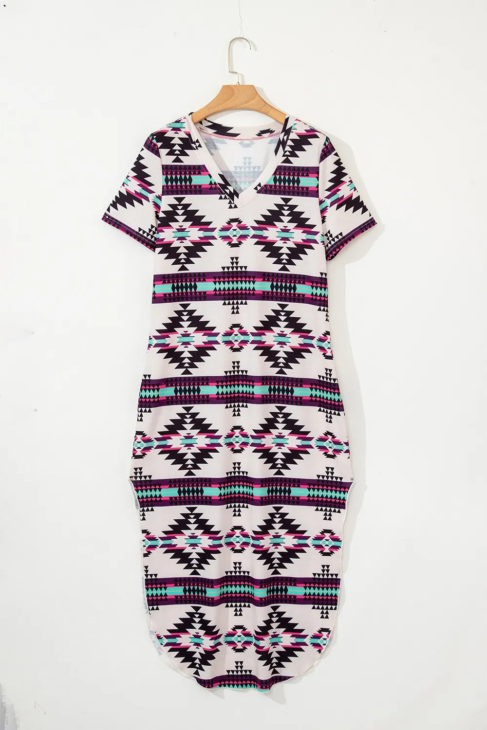 Hazel Blues® | Aztec Print V-Neck Midi Dress