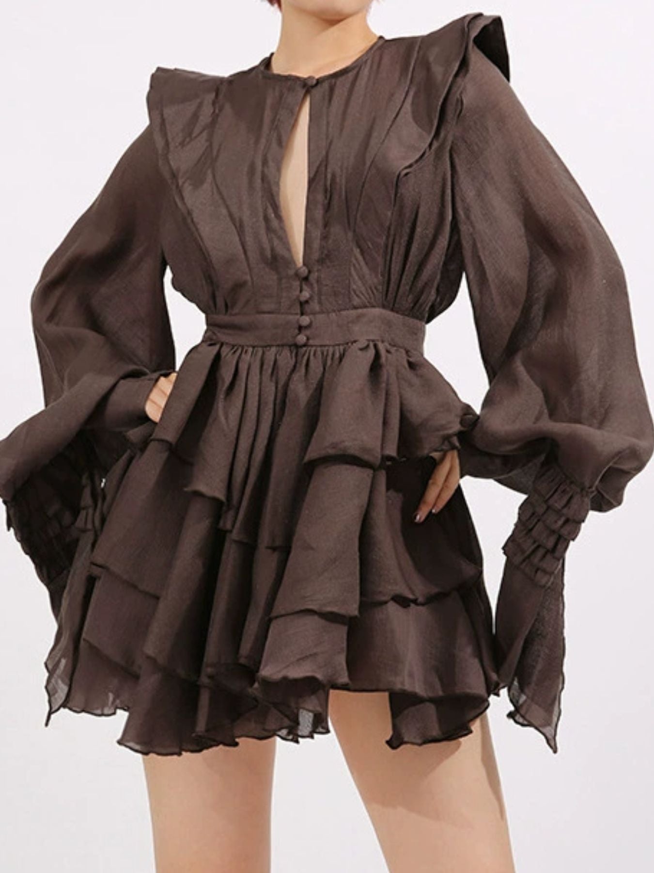 Hazel Blues® | Ruffled Long Sleeve Mini Dress