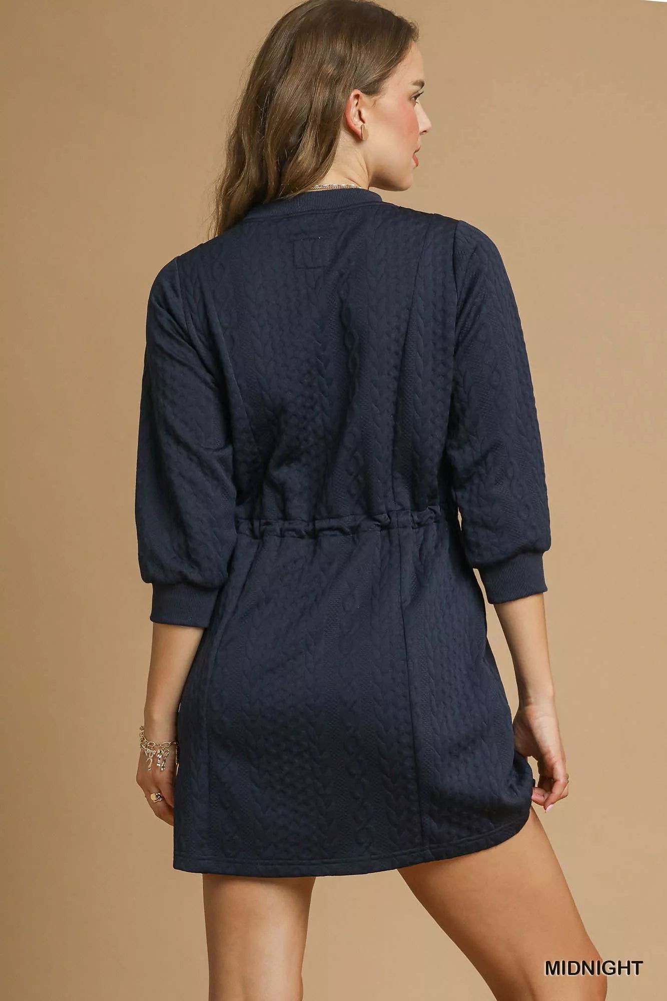 Hazel Blues® | Umgee Drawstring Cable Knit Mini Dress with Pockets