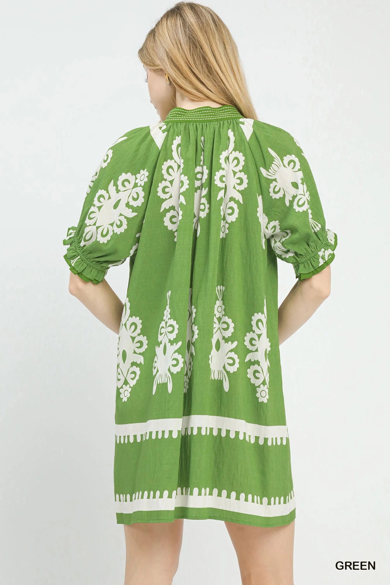 Hazel Blues® | Umgee Two Tone Border Print Mini Dress
