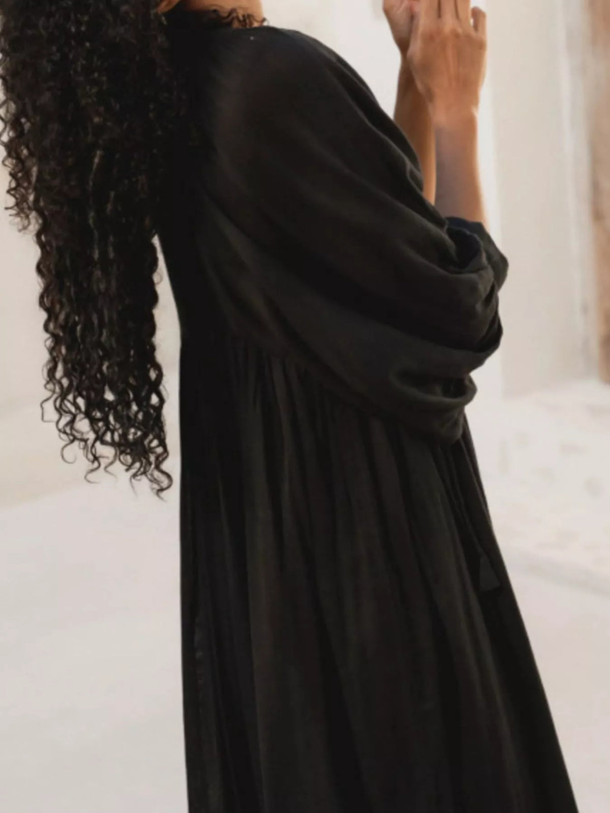 Hazel Blues® | Tie Neck 3/4 Sleeve Midi Dress