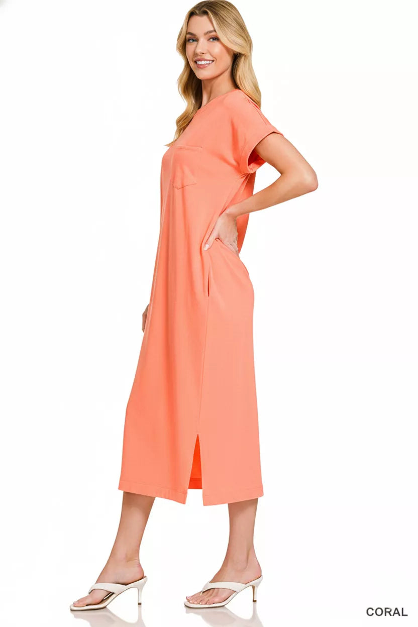 Hazel Blues® | Zenana Round Neck Short Sleeve Midi Dress