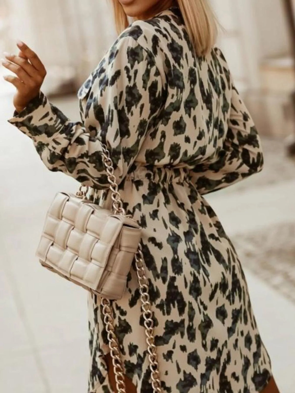 Hazel Blues® | Printed Button Front Long Sleeve Dress
