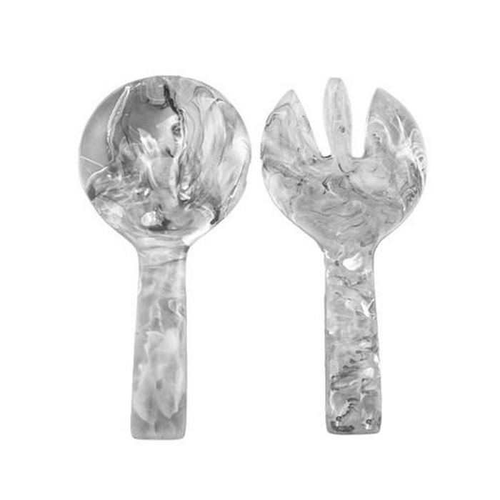 JUMBO SALAD SERVERS IN BLACK SWIRL