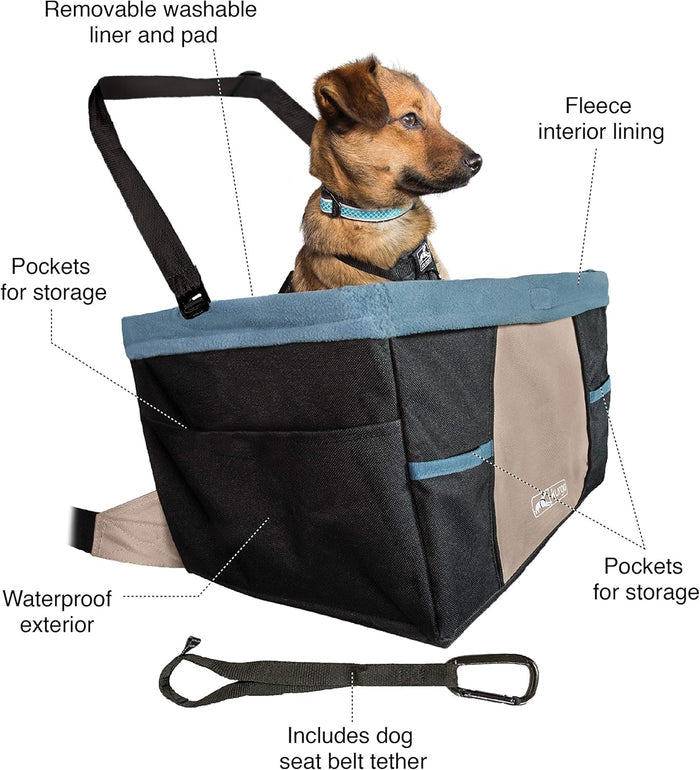 Kurgo Rover Booster Seat - Elevated Dog Car Seat for Small Dogs Up to 30 lbs - Dog.Dog.Cat.