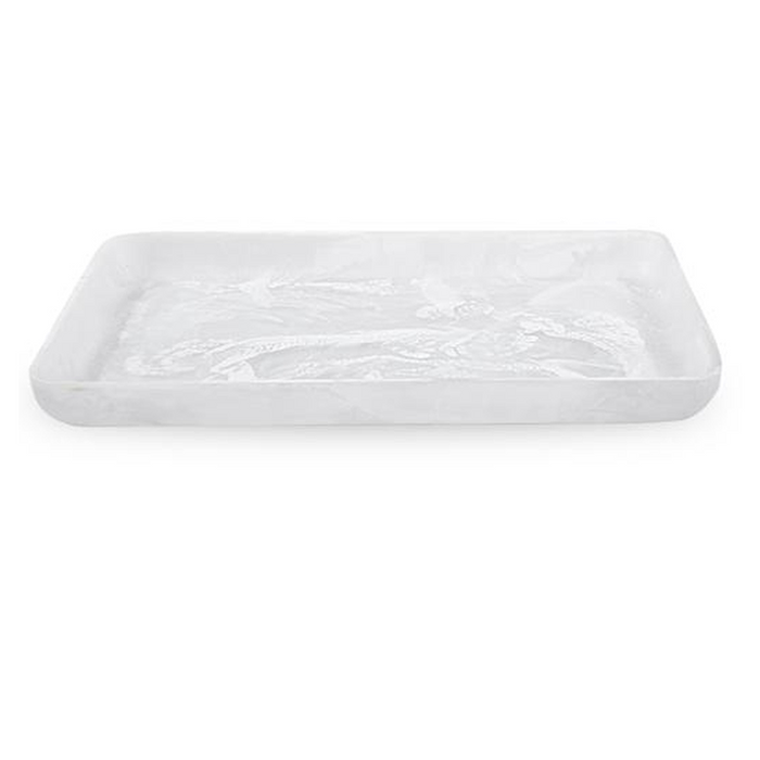 LARGE RECTANGULAR TRAY IN WHITE SWIRL