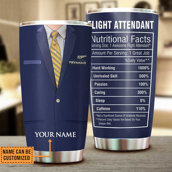 Personalized Flight Attendant Nutritional Facts Tumbler
